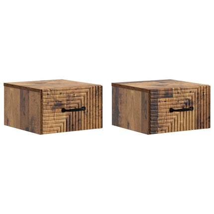Väggmonterat Sängbord 2 pcs Gammalt trä 34,5 x 33 x 20 cm