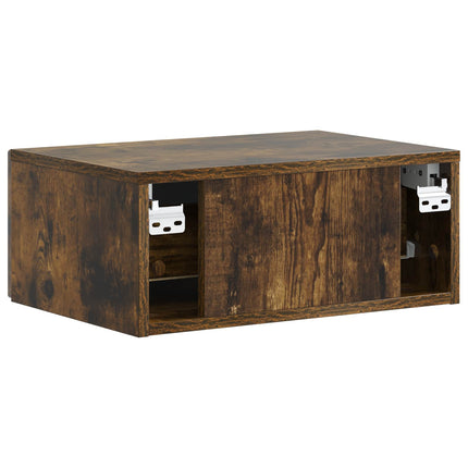 Väggmonterat Sängbord med låda 2 pcs Rökt ek 49 x 34,5 x 20 cm