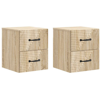 Väggmonterat Sängbord 2 pcs Sonoma-ek 34,5 x 33 x 40 cm