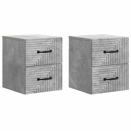 Väggmonterat Sängbord 2 pcs Betonggrå 34,5 x 33 x 40 cm