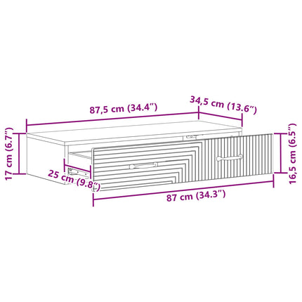 Väggmonterad sidobord Vit 87,5 x 34,5 x 17 cm Konstruerat trä
