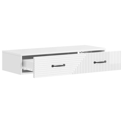 Väggmonterad sidobord Vit högglans 87,5 x 34,5 x 17 cm