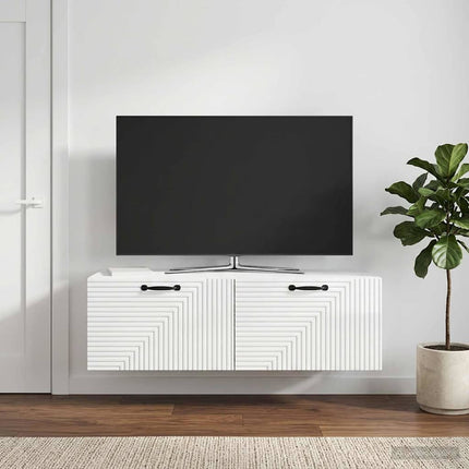 Väggmonterad TV-bänk Väggmonterad Vit högglans 98 x 41 x 30 cm