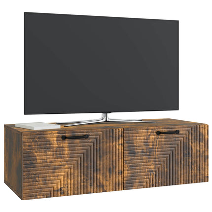 Väggmonterad TV-bänk Rökt ek 98 x 41 x 30 cm Konstruerat trä