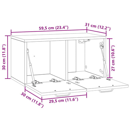 Väggmonterad TV-bänk Vit 59,5 x 31 x 30 cm Konstruerat trä