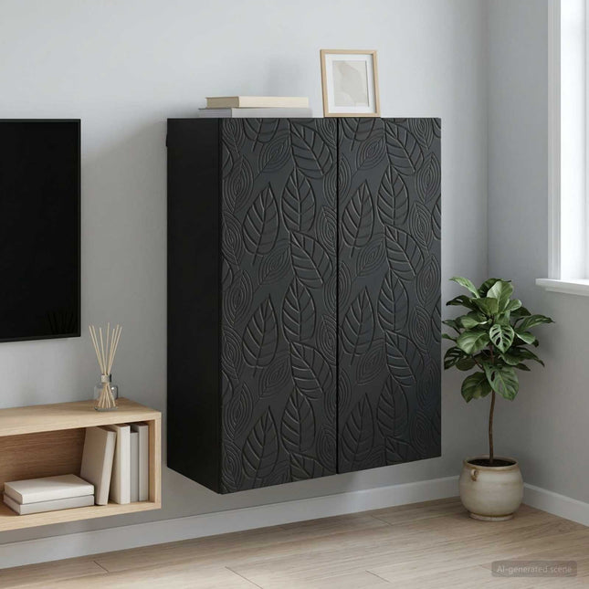 Väggmonterat skåp 66 x 34,5 x 90 cm Konstruerat trä Svart