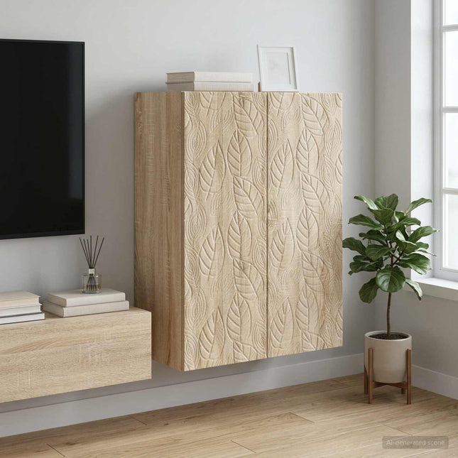 Väggmonterat skåp 66 x 34,5 x 90 cm Konstruerat trä Sonoma-ek