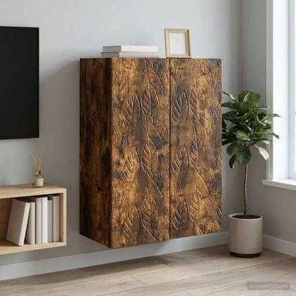 Väggmonterat skåp Rökt ek 66 x 34,5 x 90 cm Konstruerat trä
