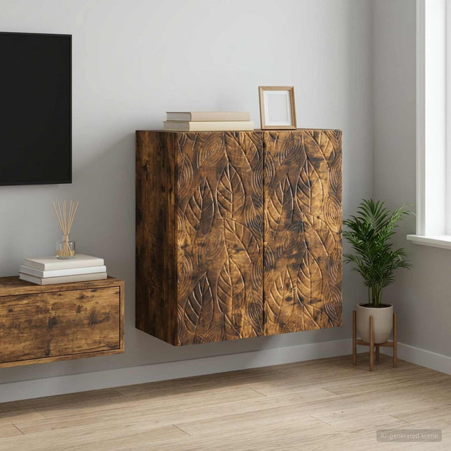 Väggmonterat skåp 59 x 31 x 60 cm Konstruerat trä Rökt ek
