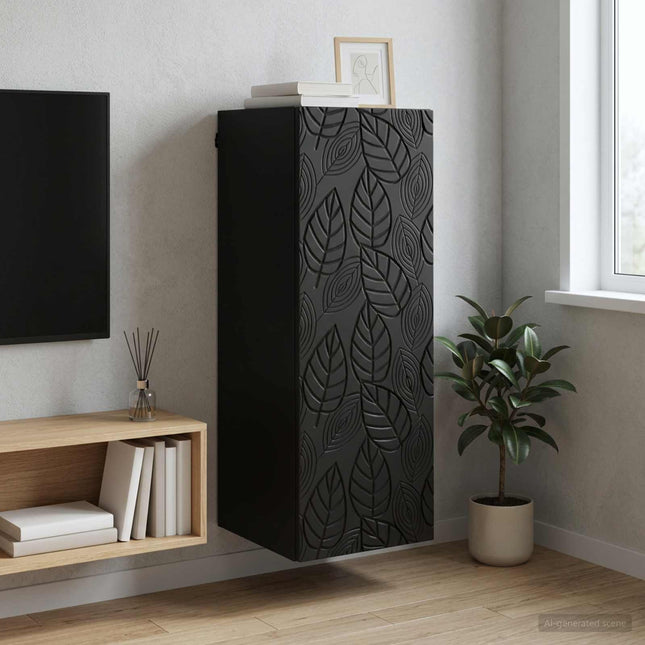 Väggmonterat skåp 33 x 34,5 x 90 cm Konstruerat trä Svart