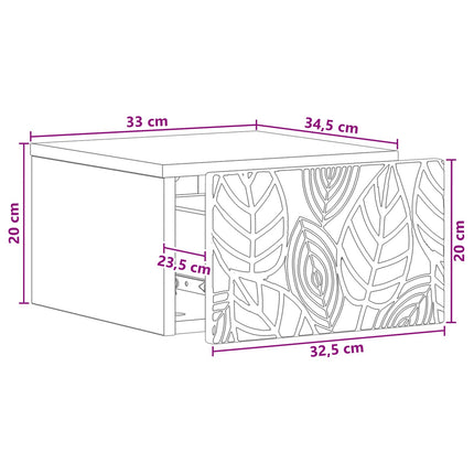 Väggmonterad sidobord 2 pcs Artisan-ek 34,5 x 33 x 20 cm