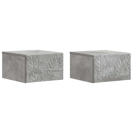 Väggmonterat Sängbord 2 pcs Betonggrå 49 x 34,5 x 20 cm