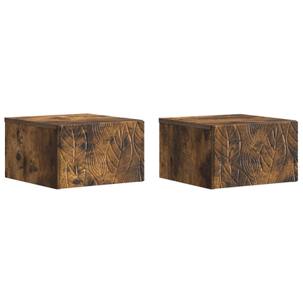 Väggmonterat Sängbord 2 pcs Rökt ek 49 x 34,5 x 20 cm