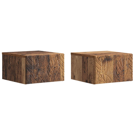 Väggmonterat Sängbord 2 pcs Gammalt trä 49 x 34,5 x 20 cm