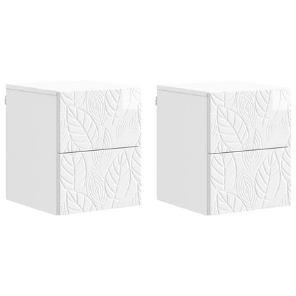 Väggmonterat Sängbord 2 pcs Vit högglans 34,5 x 33 x 40 cm