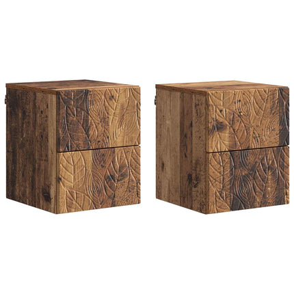 Väggmonterat Sängbord 2 pcs Gammalt trä 34,5 x 33 x 40 cm