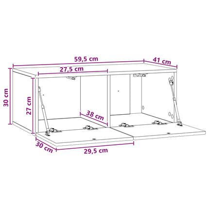 Väggmonterad TV-bänk 59,5 x 41 x 30 cm Betonggrå
