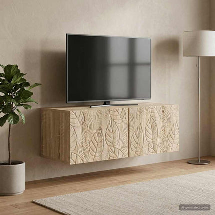 Väggmonterad TV-bänk 98 x 41 x 30 cm Sonoma-ek Konstruerat trä