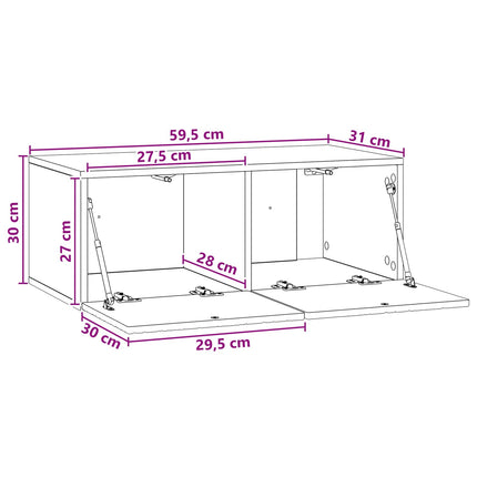 Väggmonterad TV-bänk 59,5 x 31 cm Svart Konstruerat trä