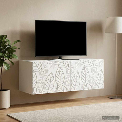 Väggmonterad TV-bänk 98 x 31 cm Vit Konstruerat trä