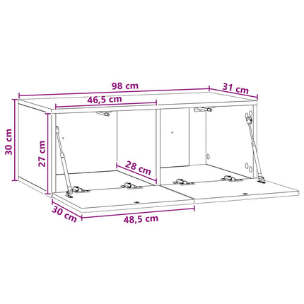 Väggmonterad TV-bänk 98 x 31 cm Betonggrå Konstruerat trä