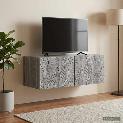 Väggmonterad TV-bänk 98 x 31 cm Grå Sonoma Konstruerat trä