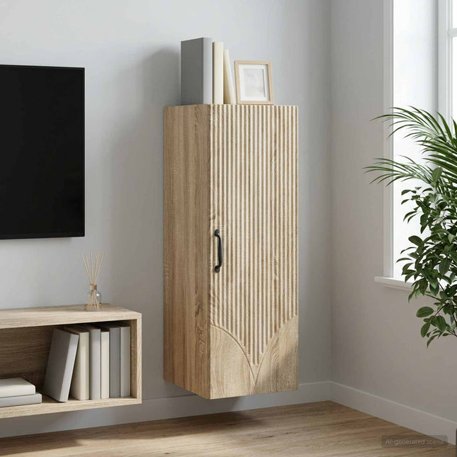 Väggmonterat skåp 33 x 34,5 x 90 cm Konstruerat trä Sonoma-ek