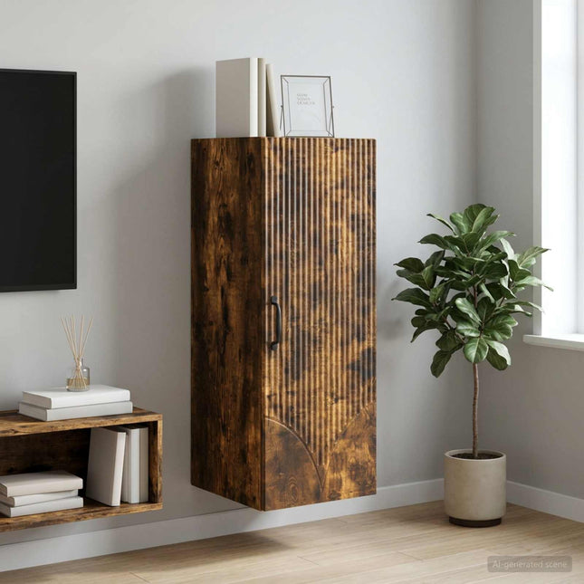 Väggmonterat skåp 33 x 34,5 x 90 cm Konstruerat trä Rökt ek