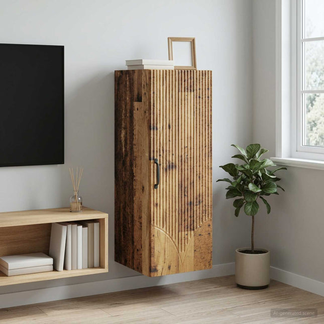 Väggmonterat skåp 33 x 34,5 x 90 cm Konstruerat trä Gammalt trä
