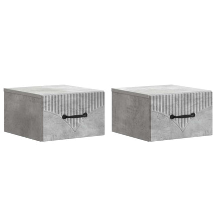 Väggmonterat Sängbord 2 pcs Betonggrå 34,5 x 33 x 20 cm