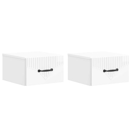 Väggmonterat Sängbord 2 pcs Vit högglans 34,5 x 33 x 20 cm