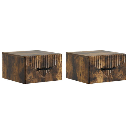 Väggmonterat Sängbord med låda 2 pcs Rökt ek 34,5 x 33 x 20 cm