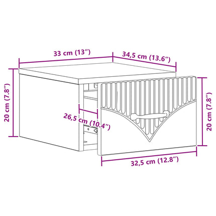 Väggmonterat Sängbord 2 pcs Gammalt trä 34,5 x 33 x 20 cm