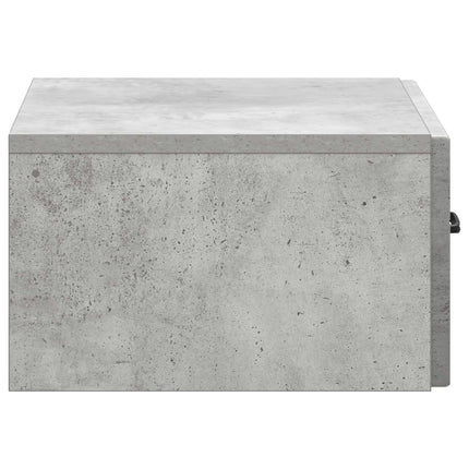 Väggmonterat Sängbord med låda Betonggrå 49 x 34,5 x 20 cm