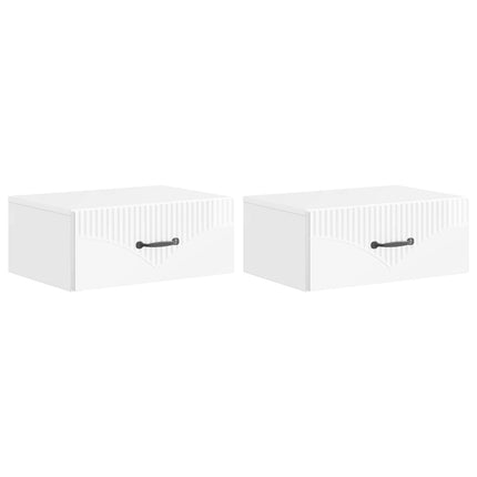 Väggmonterat Sängbord 2 pcs Vit högglans 49 x 34,5 x 20 cm