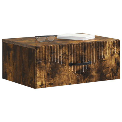 Väggmonterat Sängbord med låda 2 pcs Rökt ek 49 x 34,5 x 20 cm