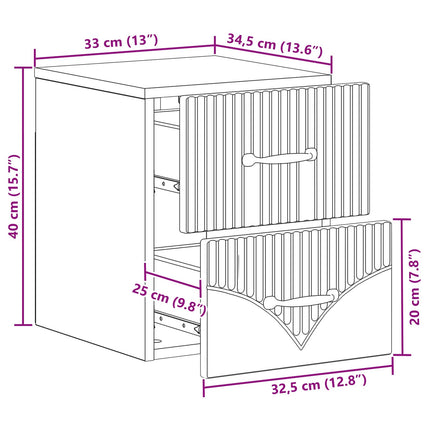 Väggmonterat Sängbord 2 pcs Sonoma-ek 34,5 x 33 x 40 cm