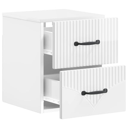 Väggmonterat Sängbord 2 pcs Vit högglans 34,5 x 33 x 40 cm