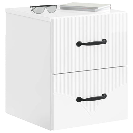 Väggmonterat Sängbord 2 pcs Vit högglans 34,5 x 33 x 40 cm