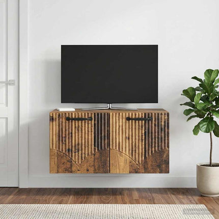 Väggmonterad TV-bänk Gammalt trä 59,5 x 41 x 30 cm
