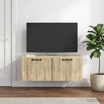 Väggmonterad TV-bänk Väggmonterad Sonoma-ek 78,5 x 41 x 30 cm