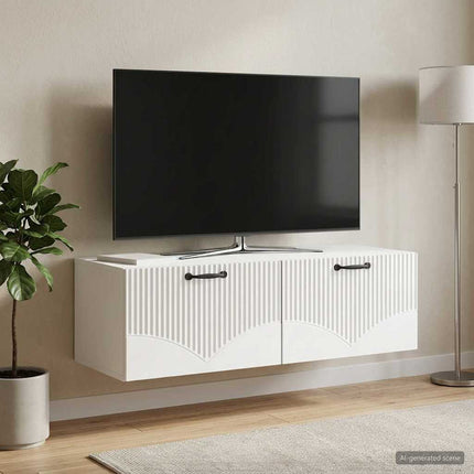 Väggmonterad TV-bänk Väggmonterad Vit högglans 98 x 41 x 30 cm