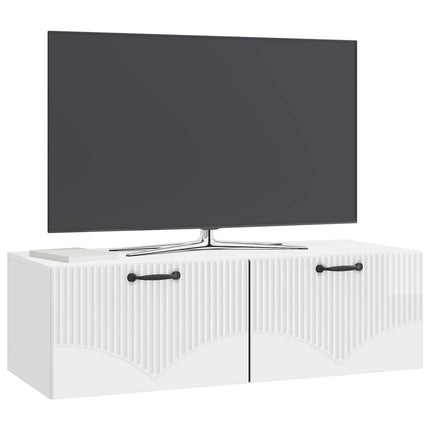 Väggmonterad TV-bänk Väggmonterad Vit högglans 98 x 41 x 30 cm
