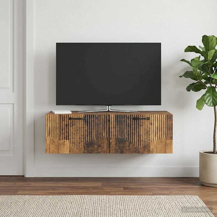 Väggmonterad TV-bänk Gammalt trä 98 x 41 x 30 cm