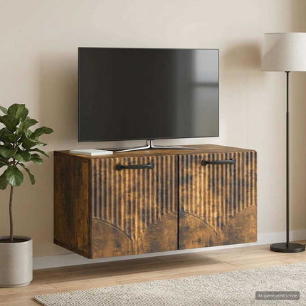 Väggmonterad TV-bänk Rökt ek 59,5 x 31 x 30 cm Konstruerat trä