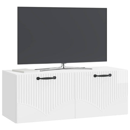 Väggmonterad TV-bänk Vit högglans 78,5 x 31 x 30 cm