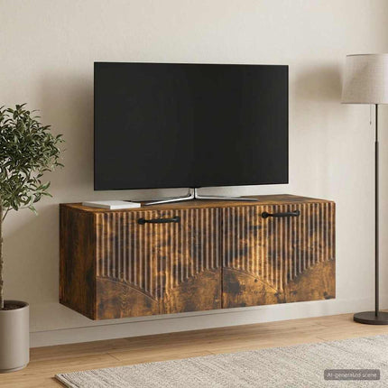 Väggmonterad TV-bänk Rökt ek 78,5 x 31 x 30 cm Konstruerat trä