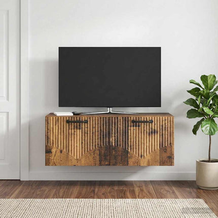 Väggmonterad TV-bänk Gammalt trä 78,5 x 31 x 30 cm