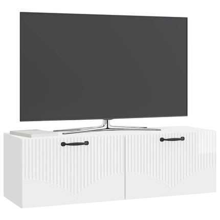 Väggmonterad TV-bänk Väggmonterad Vit högglans 98 x 31 x 30 cm