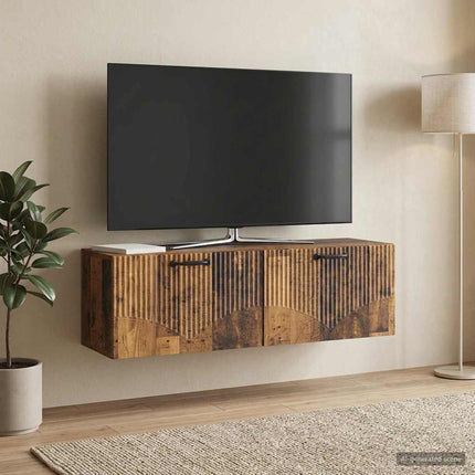 Väggmonterad TV-bänk Gammalt trä 98 x 31 x 30 cm